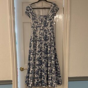 STAUD Blue and White Maxi Dress